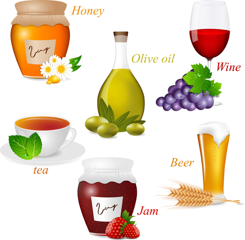 Tasty jams design elements vector set 05 Tasty jam design elements   