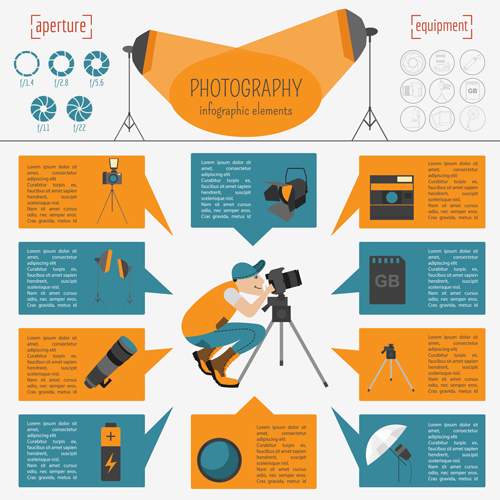 Creative photography infographics design vectors 01 photography infographics   