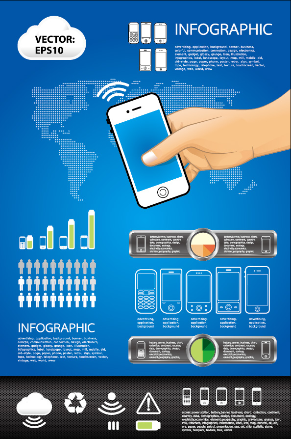 Elements of Phone infographics vector set phone infographics elements element   