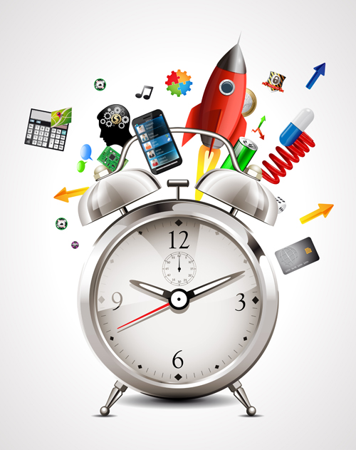 Realistic alarm clock design vector 02 realistic design clock alarm   