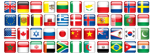 Glass texture flag Icons vector set 02 icons icon glass texture flags flag   