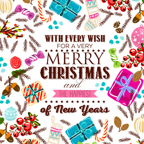 Christmas candy with gift hand drawn vector background 01   