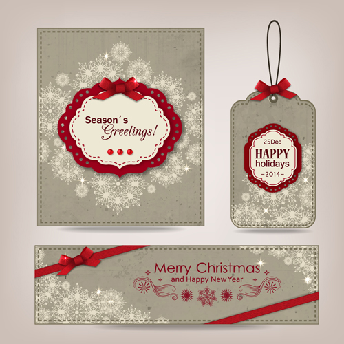 Vintage christmas card with banner and tag vector vintage tag christmas card banner   