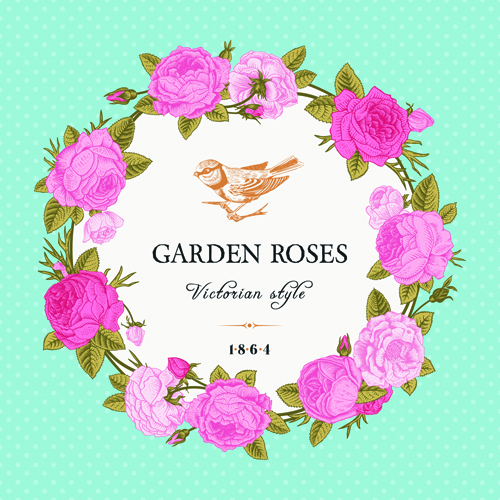 Rose with bird vintage cards vector 03 vintage rose cards card bird   