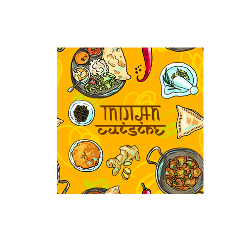 Hand drawn Indian food elements vector 03 indian hand drawn food   