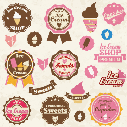 Sweet with ice cream labels cute design vector 01 sweet labels label ice cream ice cute cream   