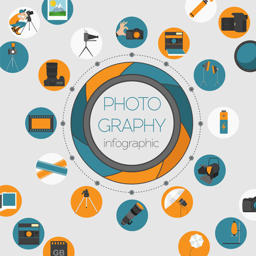 Creative photography infographics design vectors 07 photography infographics   