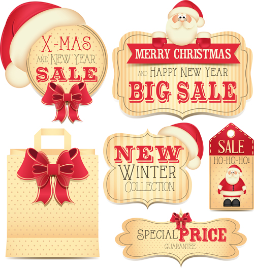 2014 Year Christmas Labels vector 04 labels label christmas 2014   