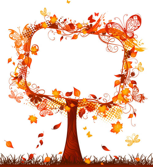 Floral autumn tree frame vector tree frame floral autumn   