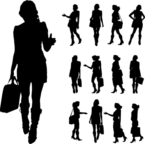 Different occupations man and woman silhouettes vector 05 silhouettes silhouette occupation different   