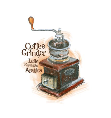 Coffee grinder hand drawn vector material material hand drawn Grinder coffee   