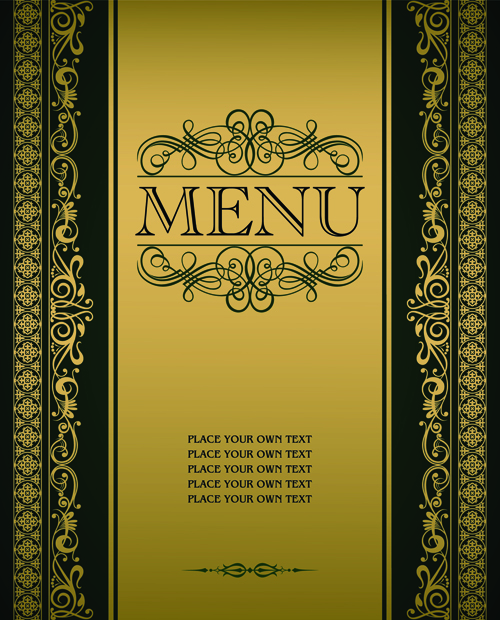 Vector menu with gold frame material 01 menu material frame   