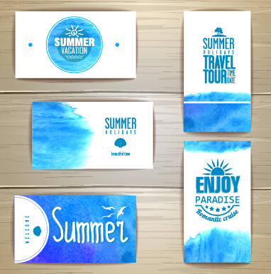 Summer travel watercolor cards vector 02 watercolor summer cards   
