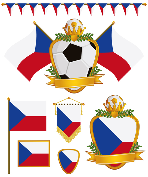 football flag elements vector set 18 football flag elements element   