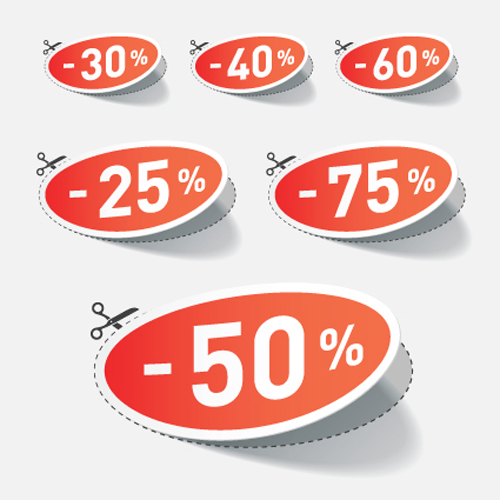 Red tags Stickers discount vector set 02 tags tag stickers sticker red discount   