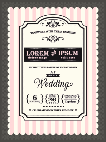 Retro wedding invitations cards design vector 02 wedding Retro font reed invitation cards   