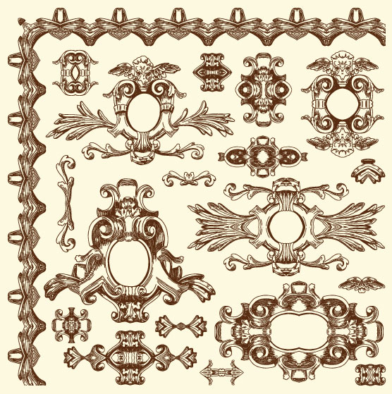 Set Vintage of Retro borders vector art 07 vintage Retro font borders   