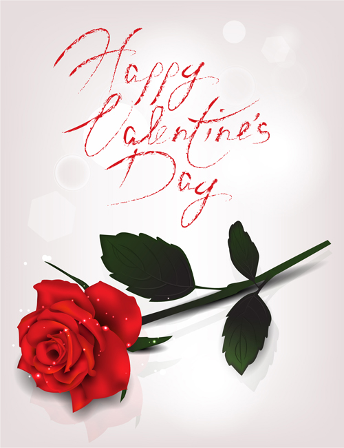 Valentine day red rose card vector 02 Valentine rose red day card   