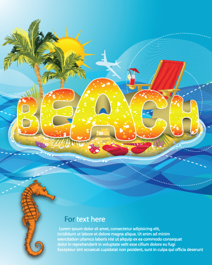 Summer beach elements vector backgrounds art 01 summer elements element   