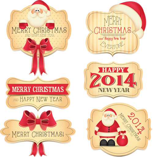 2014 Year Christmas Labels vector 02 labels label christmas 2014   