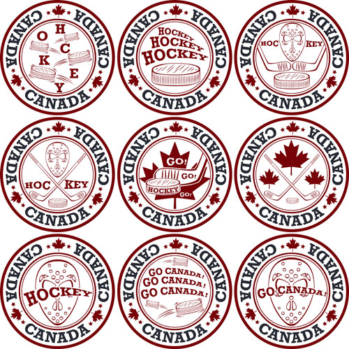 Vintage canada hockey stamp vector material 01 vintage stamp material hockey Canada   