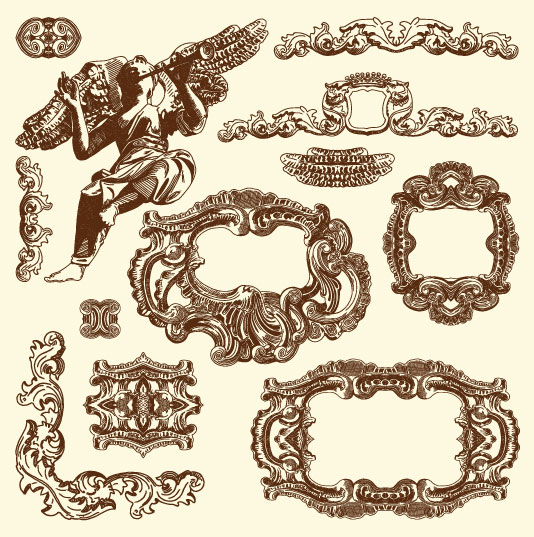 Set Vintage of Retro borders vector art 10 vintage Retro font borders   