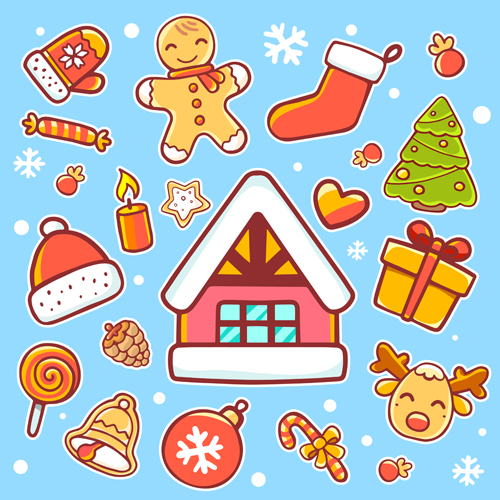 Cartoon styles christmas elements deisng vector 02 styles elements design christmas cartoon   