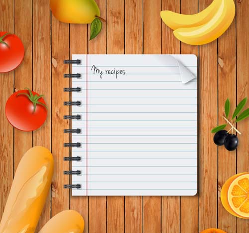 Notebook with food vector notebook food   