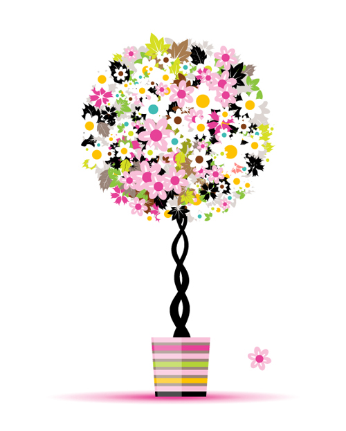 Colorful Floral Tree design vector material 01 tree material floral colorful   