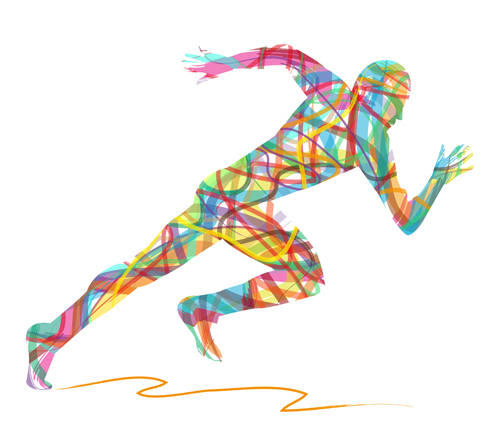 Colored ribbon running man vector running ribbon man colored   