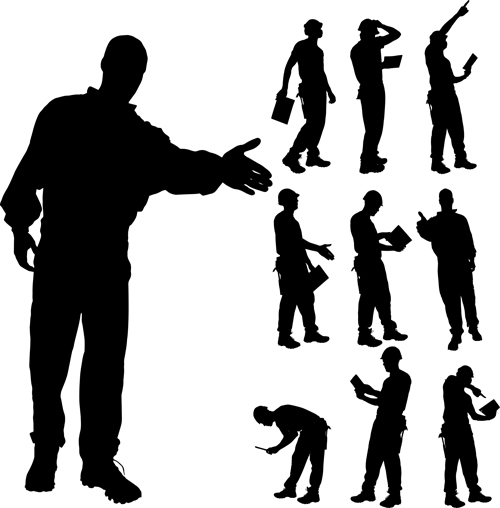 Different occupations man and woman silhouettes vector 03 woman silhouettes silhouette occupation man different   