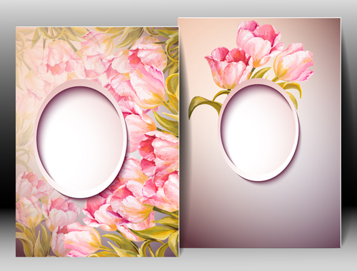 Pink flower with flyer design vector 03 pink flyer flowers Pink flower with flyer design vector 03 pink flyer flowers