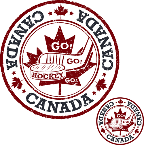 Vintage canada hockey stamp vector material 07 vintage stamp material hockey Canada   