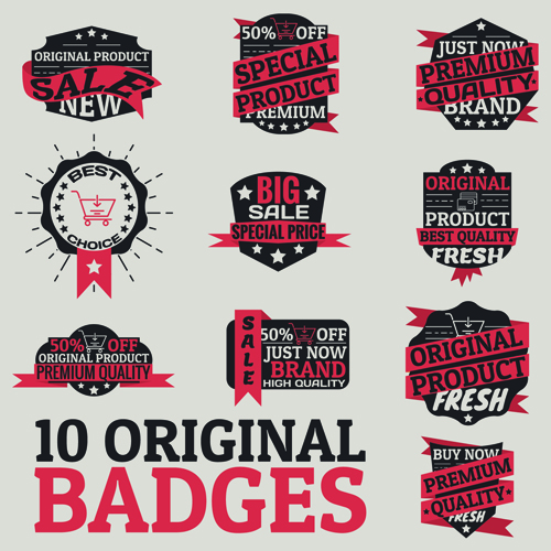 Original design badges with labels vector 04 original labels badges   