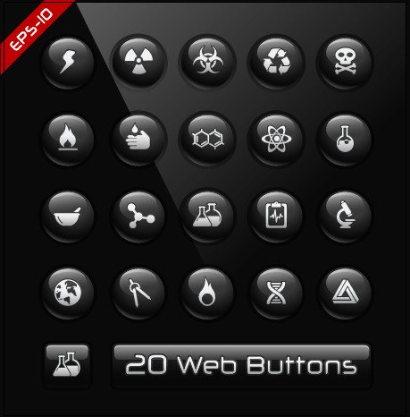 Glass texture black web buttons vector set 05 web button glass texture buttons button   