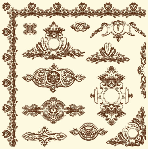 Set Vintage of Retro borders vector art 12 vintage Retro font borders   