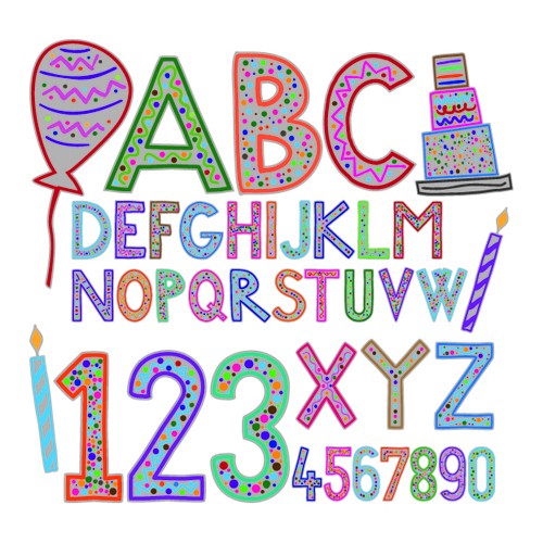 Cute holiday letters and numbers design vector 02 numbers number letters letter holiday cute   