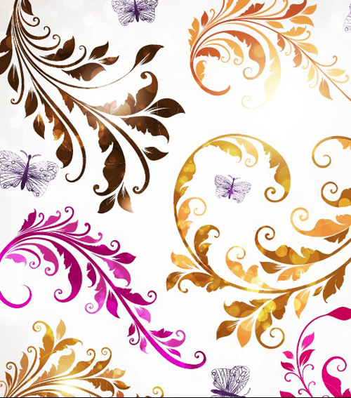 Delicate Floral pattern background element vector set 03 pattern floral pattern floral element delicate   