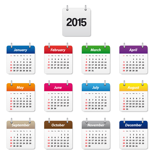 Simple colored 2015 calendar vector graphic simple colored calendar 2015   