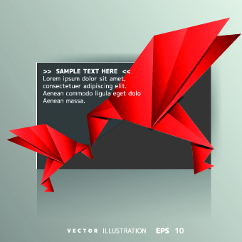 Origami bird and Text boxes vector 05 text boxes text box origami boxes bird   