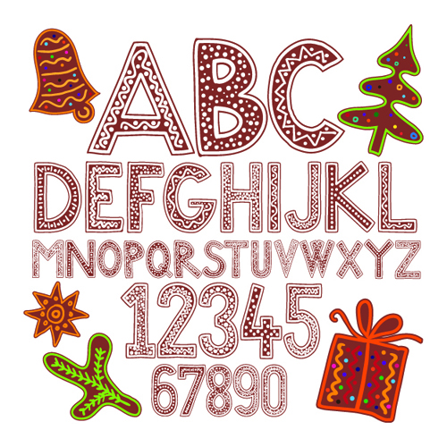 Cute holiday letters and numbers design vector 01 numbers number letters letter holiday   