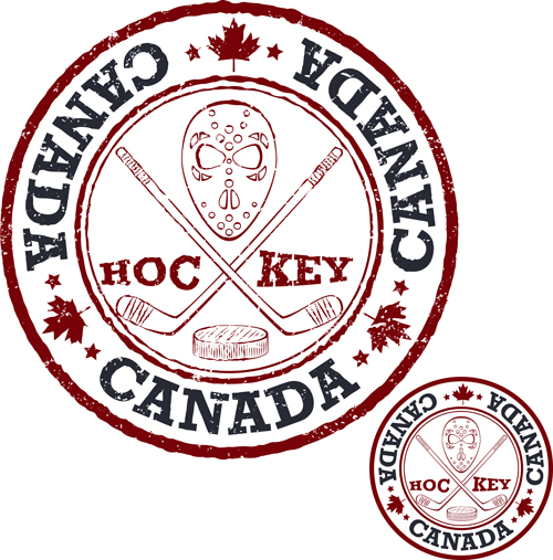 Vintage canada hockey stamp vector material 08 vintage stamp material hockey Canada   