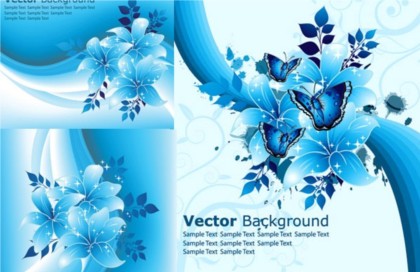 Dreamy blue flower background vectors material flower dreamy blue   