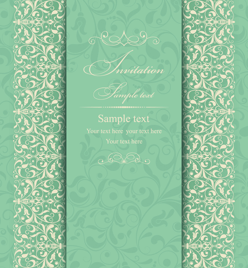 Gray vintage style floral invitations cards vector 03 Vintage Style vintage style invitation gray cards card   