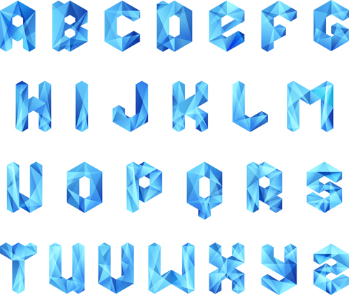 Different Crystal Alphabets mix design vector 04 different crystal alphabet   
