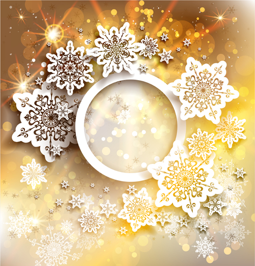 Golden christmas background with snowflake vecror 01 snowflake golden christmas background   