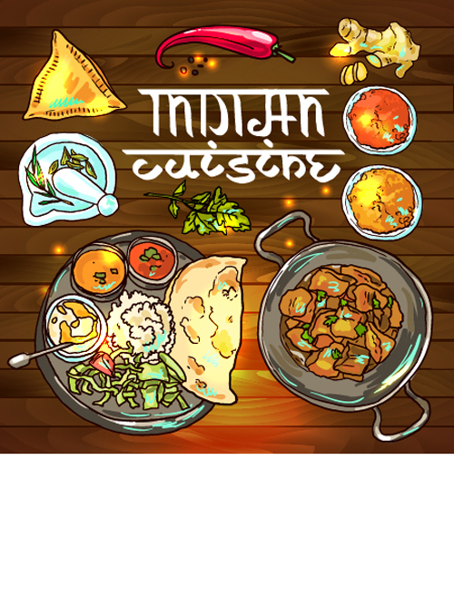 Hand drawn Indian food elements vector 06 indian hand drawn food   