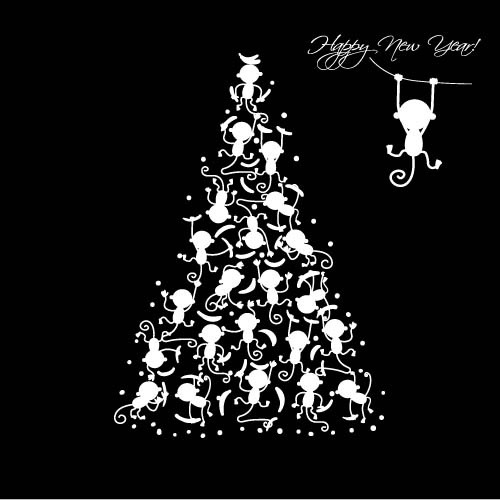 Christmas trees with monkeys new year vector 01 year with trees new monkeys christmas   