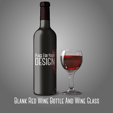 Blank red wine bottle and wine glass vector wine glass wine bottle red wine bottle blank   