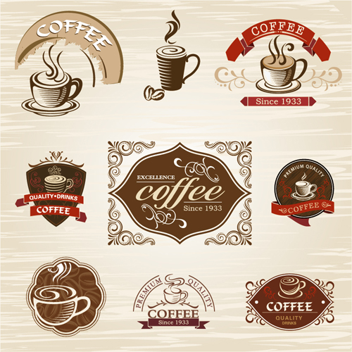 Vintage label coffee vectors material 05 vintage label coffee   